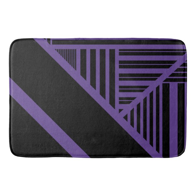 Tapis De Bain Triangle rayures en violet et noir (Devant)