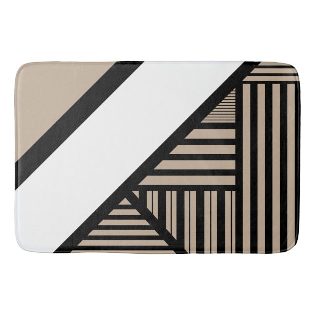 Tapis De Bain Triangle - Taupe, noir et blanc (Devant)