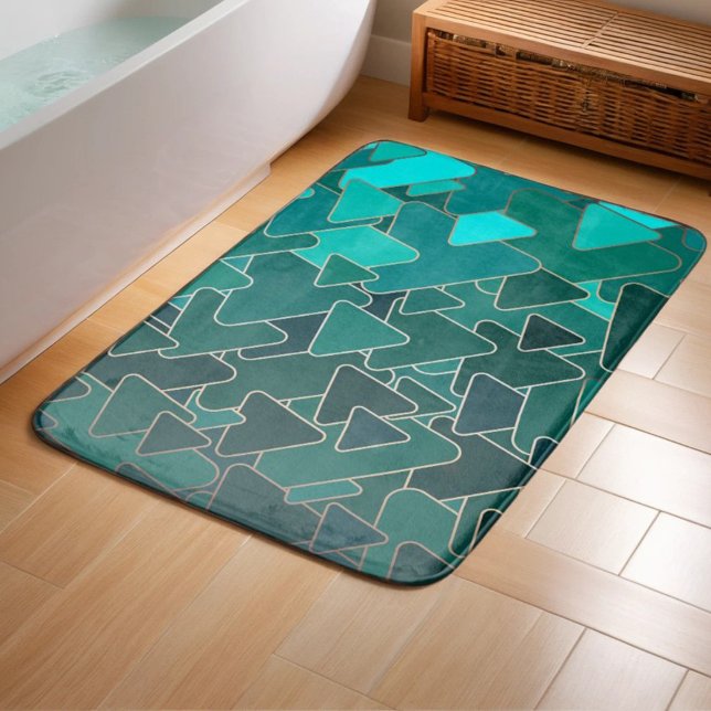 Tapis De Bain Triangle Turquoise Abstrait géométrique (Créateur téléchargé)