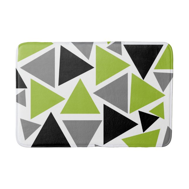 Tapis De Bain Triangles aléatoires Lime Vert gris noir blanc (Devant)