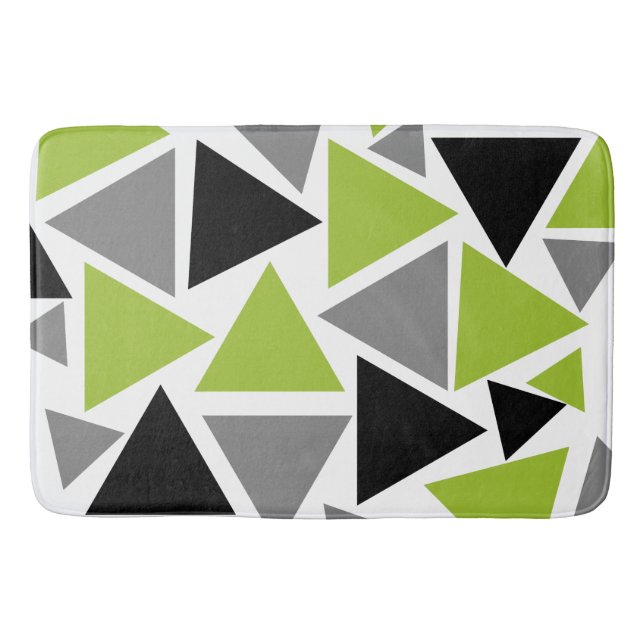 Tapis De Bain Triangles aléatoires Lime Vert gris noir blanc (Devant)