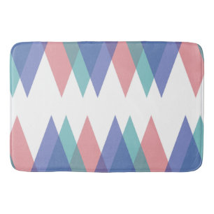 Tapis De Bain Triangles bleu et corail