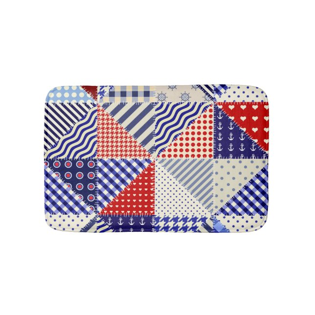 Tapis De Bain Triangles De Patchwork Rétro Style Nautique (Devant)