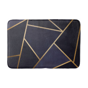 Tapis De Bain Triangles d'or bleu de la marine Classe géométriqu