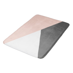 Tapis De Bain Triangles géométriques élégants rose et gris