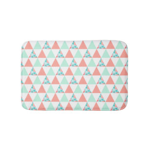 Tapis De Bain Triangles géométriques motif vert menthe rose cora