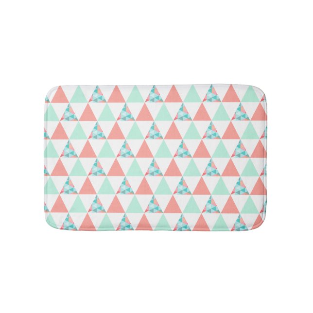 Tapis De Bain Triangles géométriques motif vert menthe rose cora (Devant)