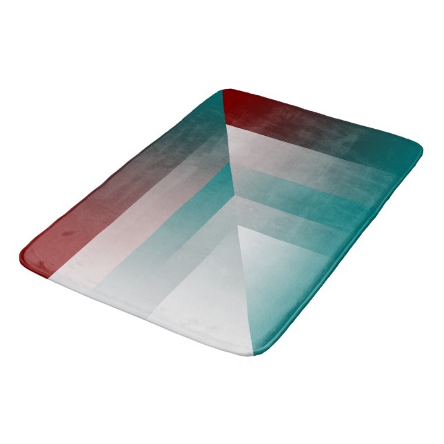 Tapis De Bain triangles gris bordeaux turquoise (Angle)