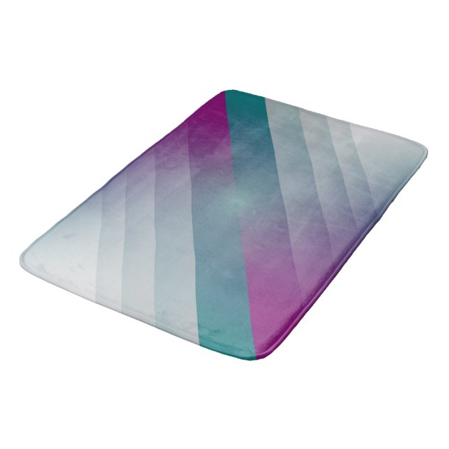 Tapis De Bain triangles gris magenta turquoise (Angle)