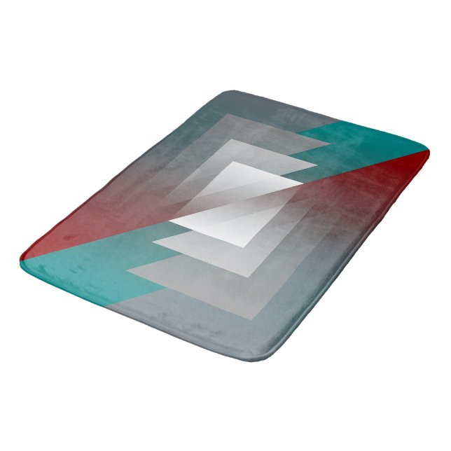 Tapis De Bain Triangles gris turquoise sur bordeaux (Angle)