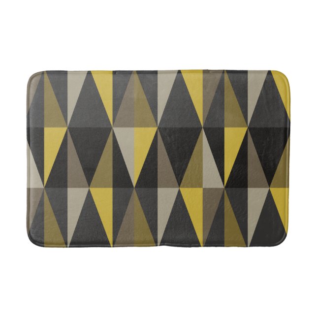 Tapis De Bain Triangles Moderne Milieu du Siècle Jaune Foncé (Devant)