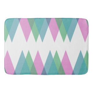 Tapis De Bain Triangles rose et vert
