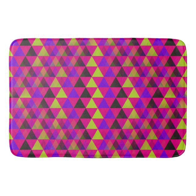 Tapis De Bain Triangles sans couture motif - vert noir violet (Devant)