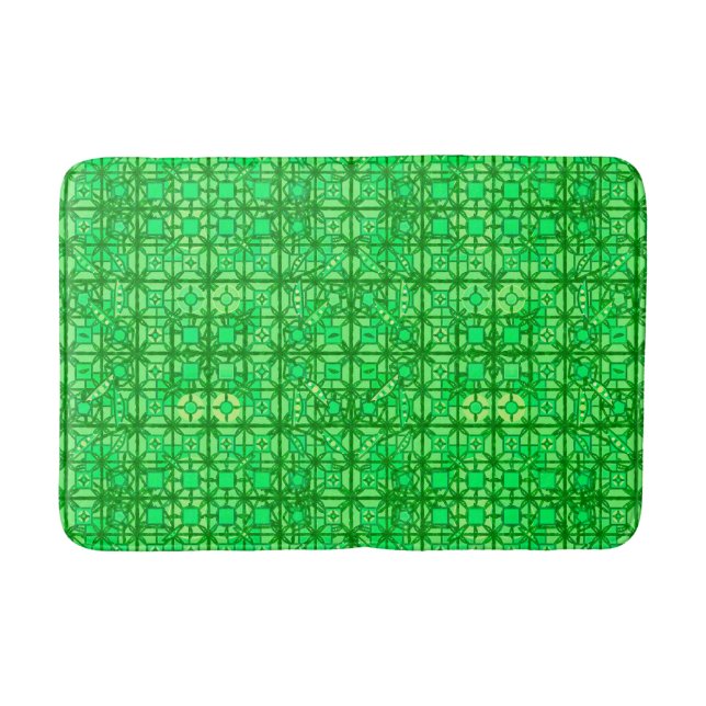 Tapis De Bain Tribal Batik - nuances vert émeraude (Devant)