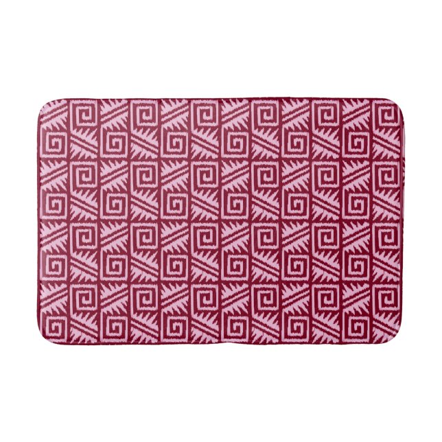 Tapis De Bain Tribal d'Ikat Aztec - Bourgogne et rose (Devant)