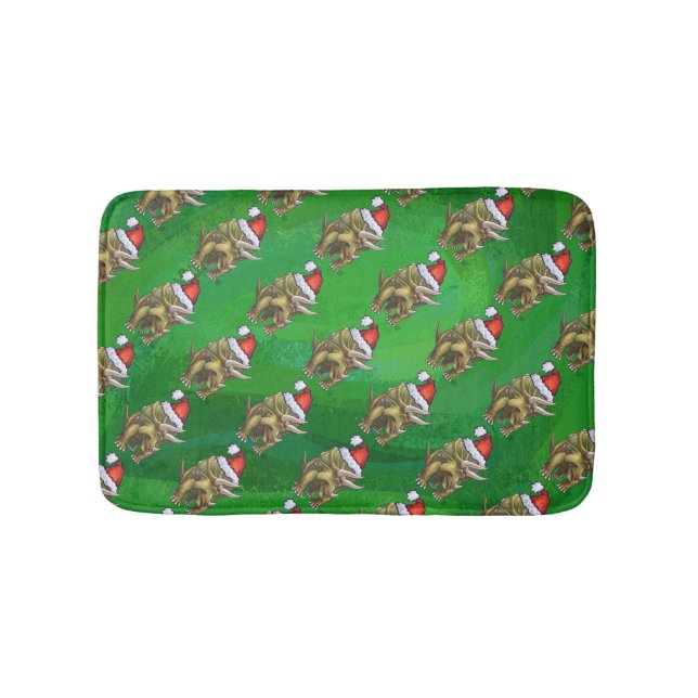 Tapis De Bain Tricératops vert Noël (Devant)