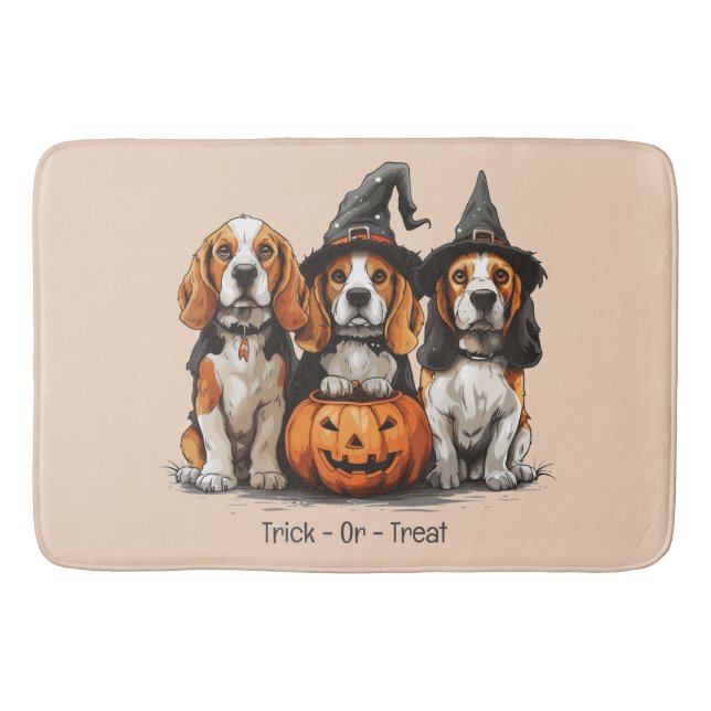 Tapis De Bain Trick Ou Treat Halloween Chiens Beagles (Devant)