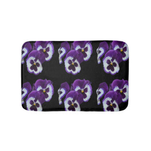 Tapis De Bain Trio de fleurs de pensée violettes et blanches : H