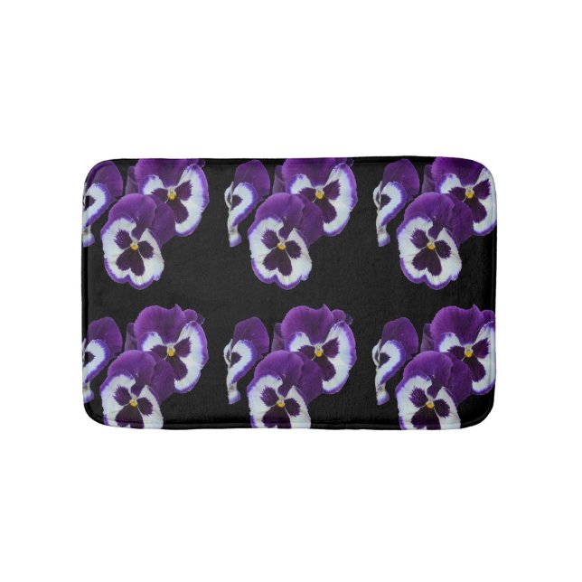 Tapis De Bain Trio de fleurs de pensée violettes et blanches : H (Devant)