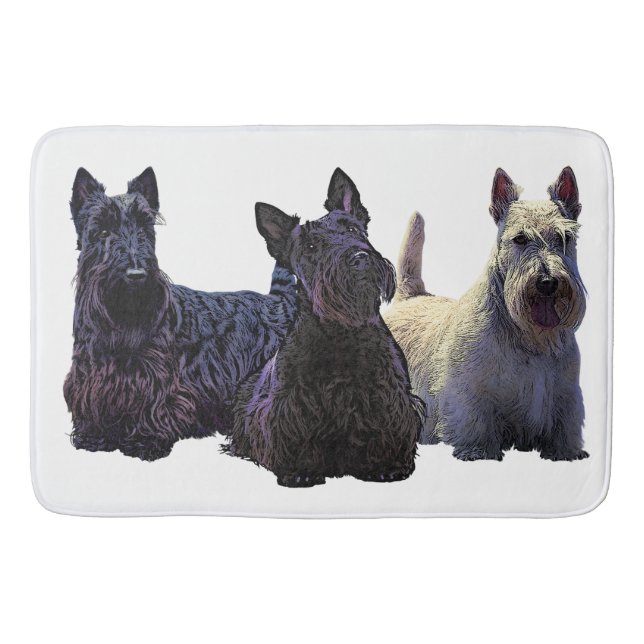Tapis De Bain trio écossais Terrier noir/blé, chien noir (Devant)