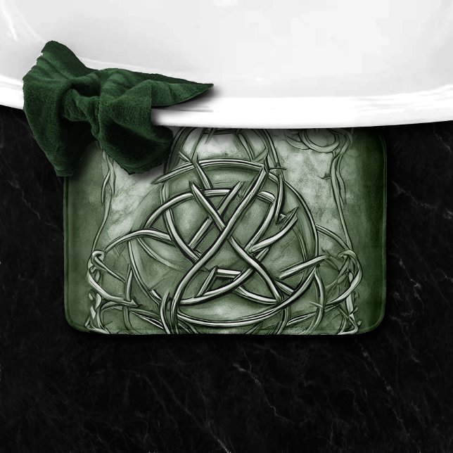 Tapis De Bain Triquetra Trinity Sage de noeud Vert Faux Metallic (Créateur téléchargé)