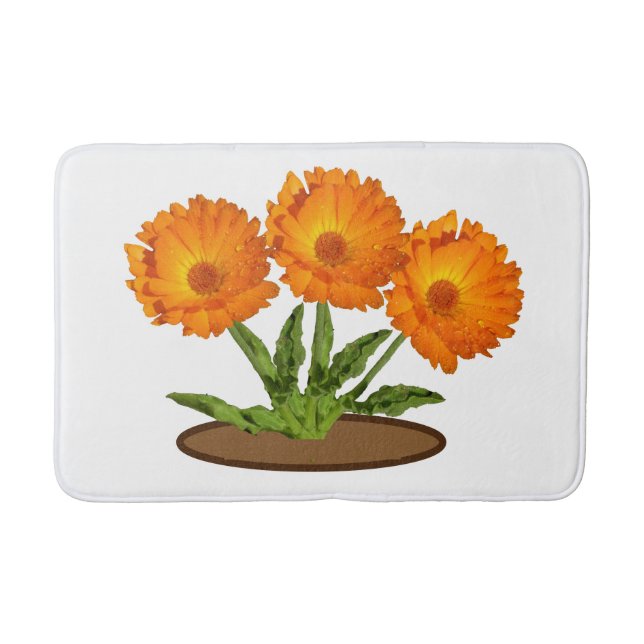 Tapis de bain - Trois Calendula orange (Devant)