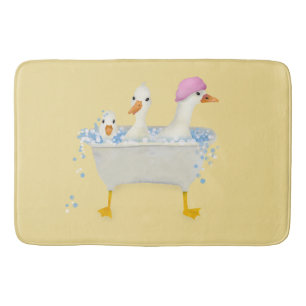 Tapis De Bain Trois canards dans une baignoire aquarelle fantais