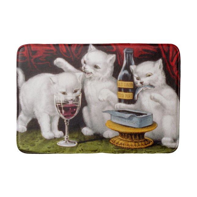 Tapis De Bain Trois joyeux chatons au festin (Devant)