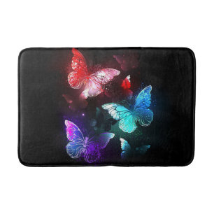 Tapis De Bain Trois papillons lumineux sur fond de nuit