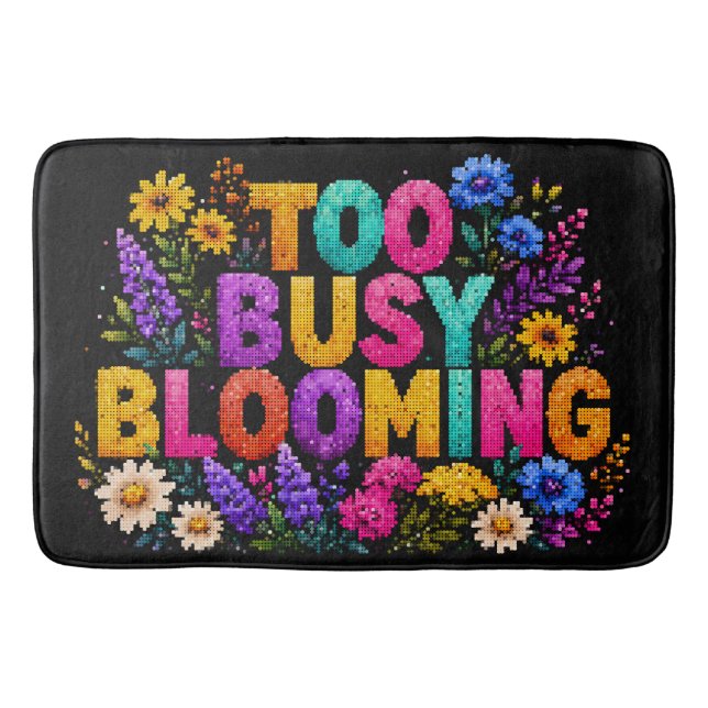 Tapis De Bain Trop occupé à fleurir design de style géométrique (Devant)