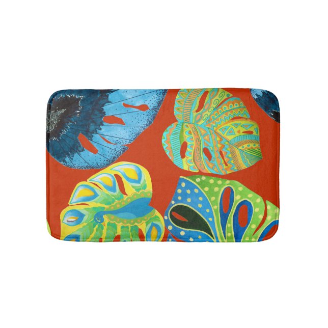 Tapis De Bain Tropical Chic : Motif feutré sans joint. (Devant)