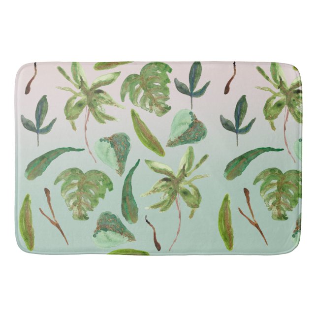 Tapis De Bain Tropical Gold Green Feuilles (Devant)