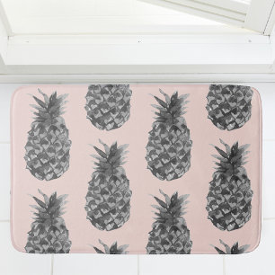 Tapis De Bain Tropical Grey & Pink Ananas Motif sans couture