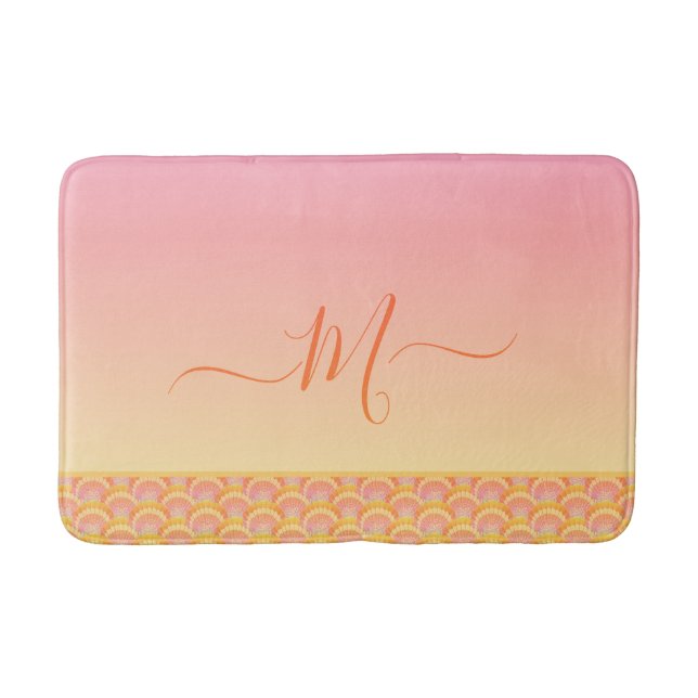 Tapis De Bain Tropical Sunset Ombre Seashell Shell élégant (Devant)