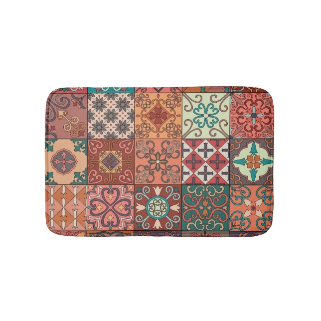 Tapis De Bain Tuiles portugaises : Talavera Style Azulejo. (Devant)