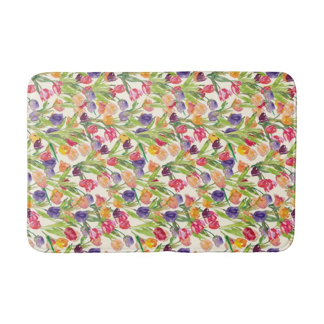 Tapis De Bain tulipe aquarelle  (Devant)