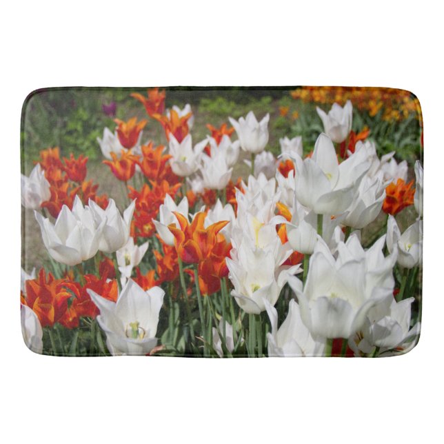 Tapis De Bain Tulipes blanches et gingembre dans le jardin (Devant)