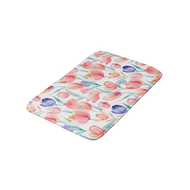 Tapis De Bain Tulipes d'aquarelle Motif Mat de bain (Angle)