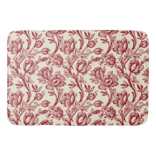 Tapis De Bain Tulipes Toile Rouge et Crème - Décor de Campagne F