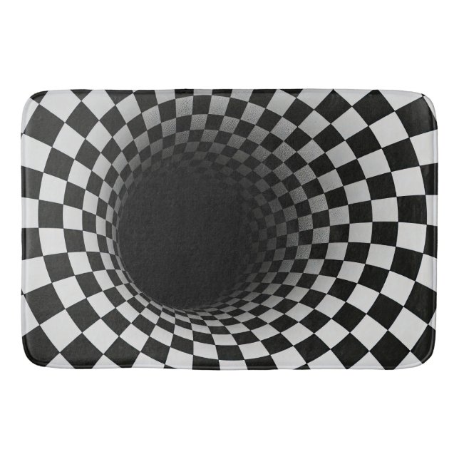 Tapis De Bain Tunnel d'illusion optique en noir et blanc (Devant)