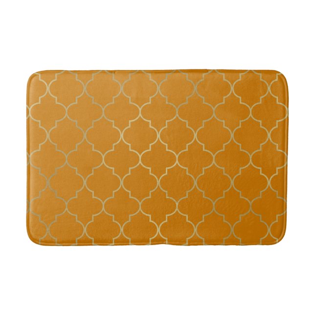 Tapis De Bain Turmeric Jaune & Gold Quatrefoil Motif (Devant)