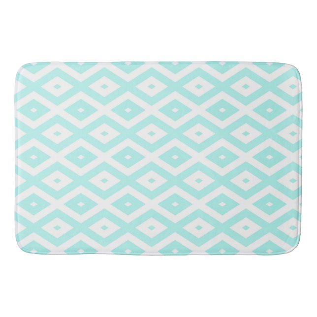 Tapis De Bain Turquoise and white diamond pattern (Devant)