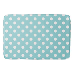 Tapis De Bain Turquoise Bleu & Blanc Points