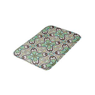 Tapis De Bain Turquoise Bleu Brown Retro Nouveau Déco Motif