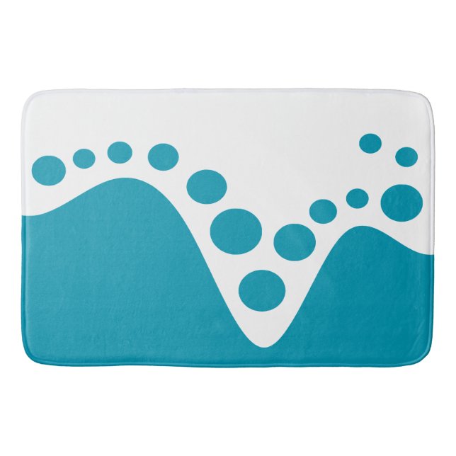 Tapis De Bain Turquoise Bleu doux vague et bulles (Devant)