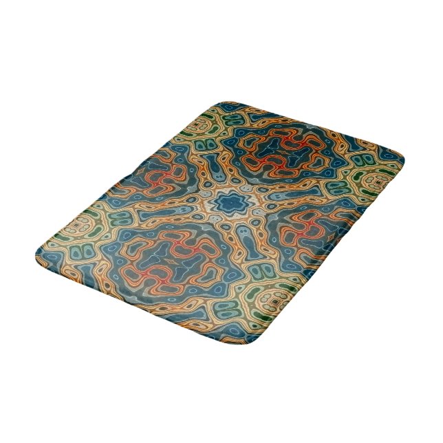 Tapis De Bain Turquoise Bleu Orangé jaune Vert Hip Orient Bali A (Angle)