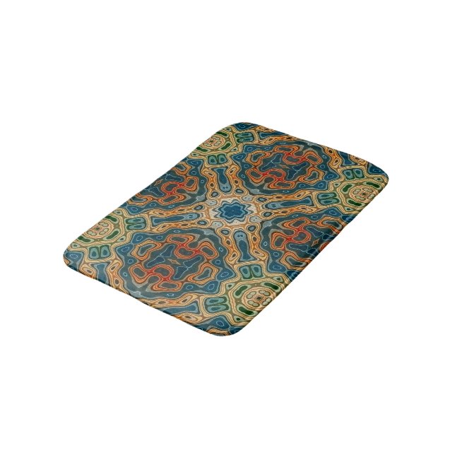 Tapis De Bain Turquoise Bleu Orangé jaune Vert Hip Orient Bali A (Angle)