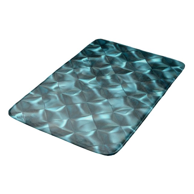 Tapis De Bain Turquoise Bleu Vert Glam Abstrait Noël (Angle)