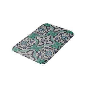 Tapis De Bain Turquoise Bleu Vert Turquoise Ornat Art Ethnique M
