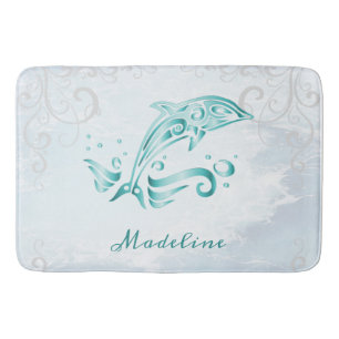 Tapis de bain turquoise Dolphin personnalisé